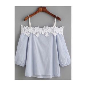 NWOT Light Blue Cold Shoulder blouse